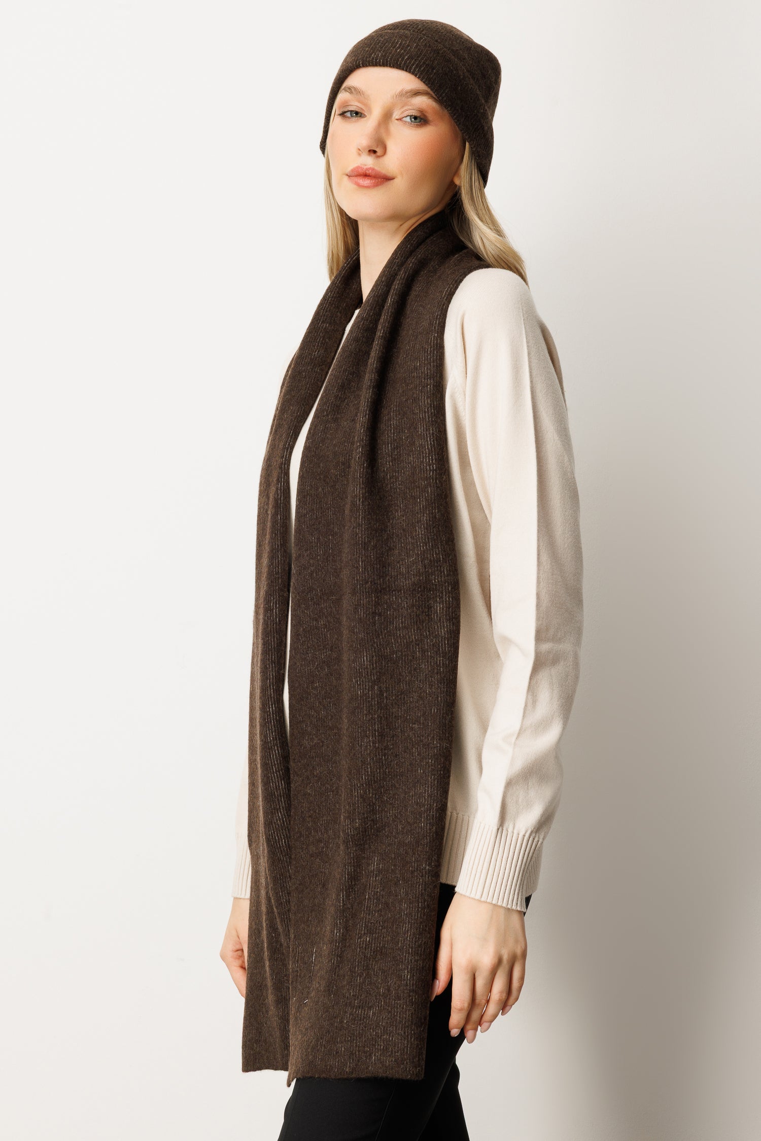 ARTEMIS WOOLEN HOED & SCHOLLENSET, BRUIN-ECRU