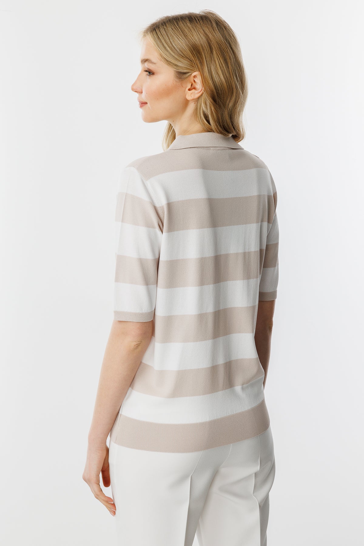 BASIC BOLD STRIPE BLOUSE ECRU-BEIGE
