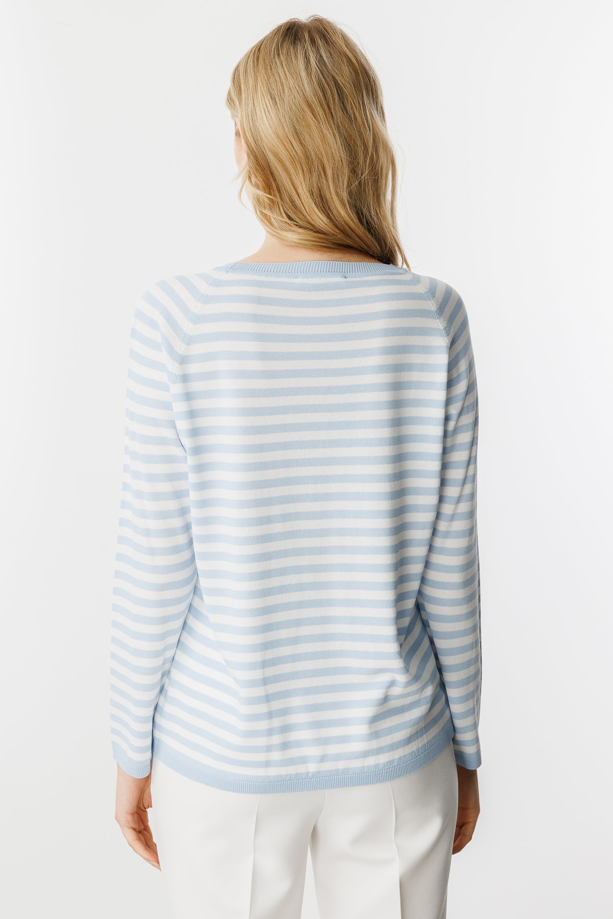 BASIC TROIA BOLD STRIPE BLOUSE BLUE- ECRU