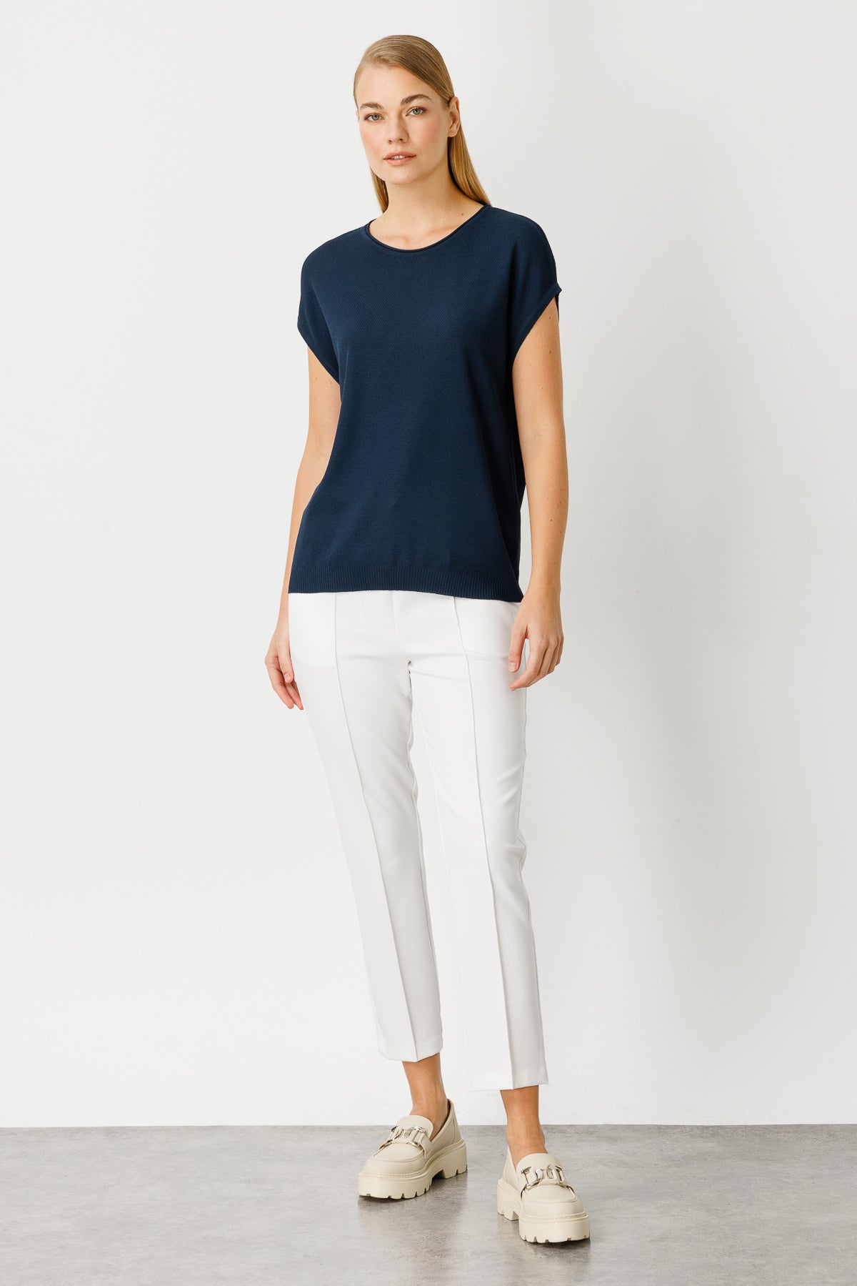 BASIC DIAMANT BLOUSE MARINEBLAUW