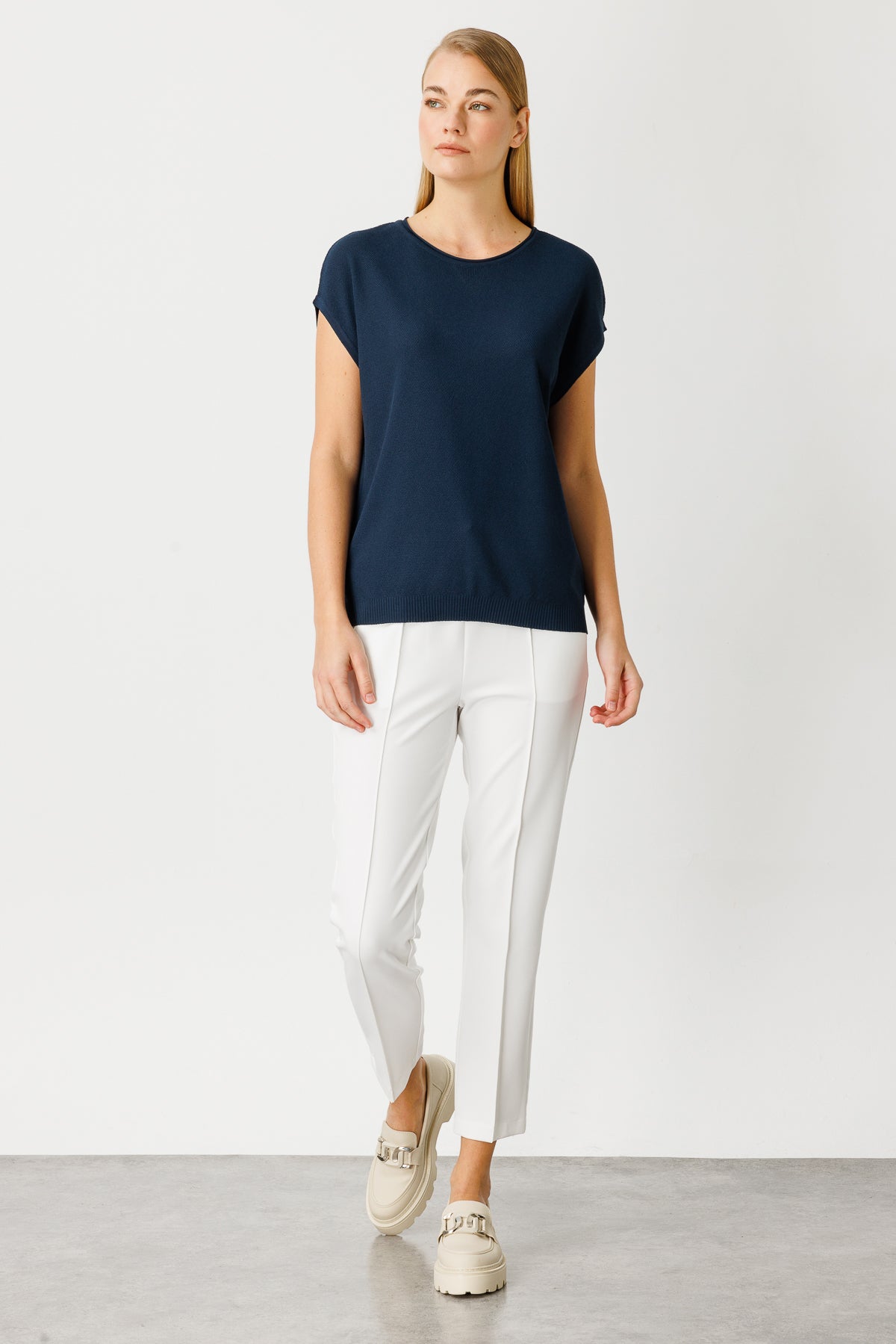 BASIC DIAMANT BLOUSE MARINEBLAUW