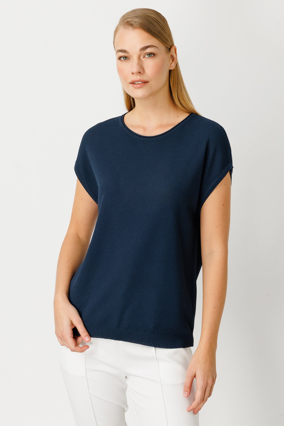 BASIC DIAMANT BLOUSE MARINEBLAUW