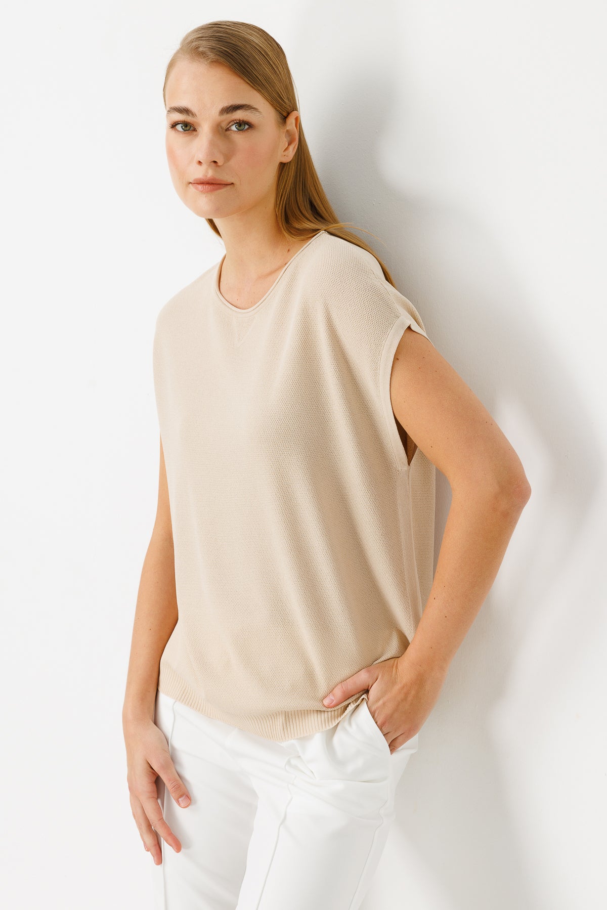 BASIC DIAMANT BLOUSE BEIGE