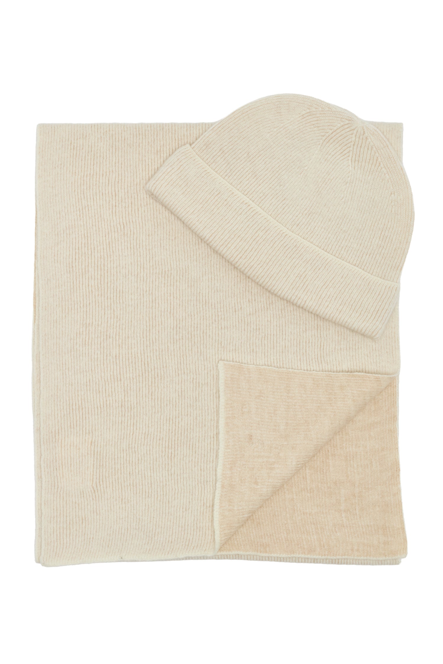 ARTEMIS WOOLEN HOED & SJAAL SET, KLEUR ECRU-BEIGE