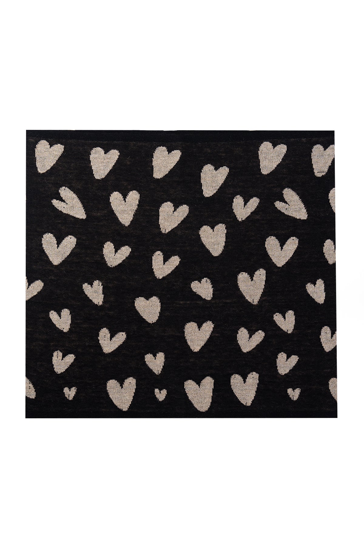 HEARTS SQUARE FOULARD ZWART-BEIGE