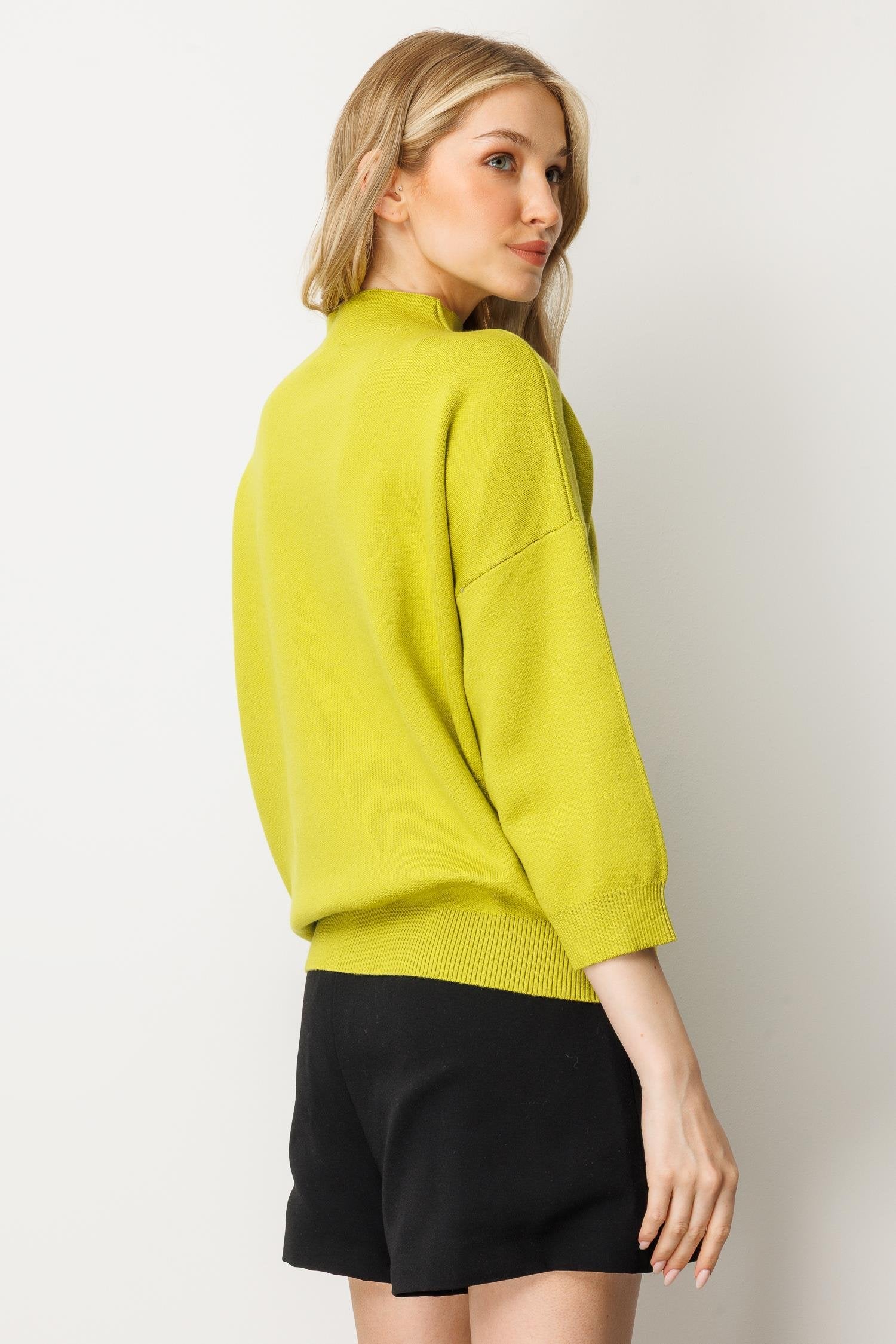 Striped Blouse with Capri Sleeves - Green