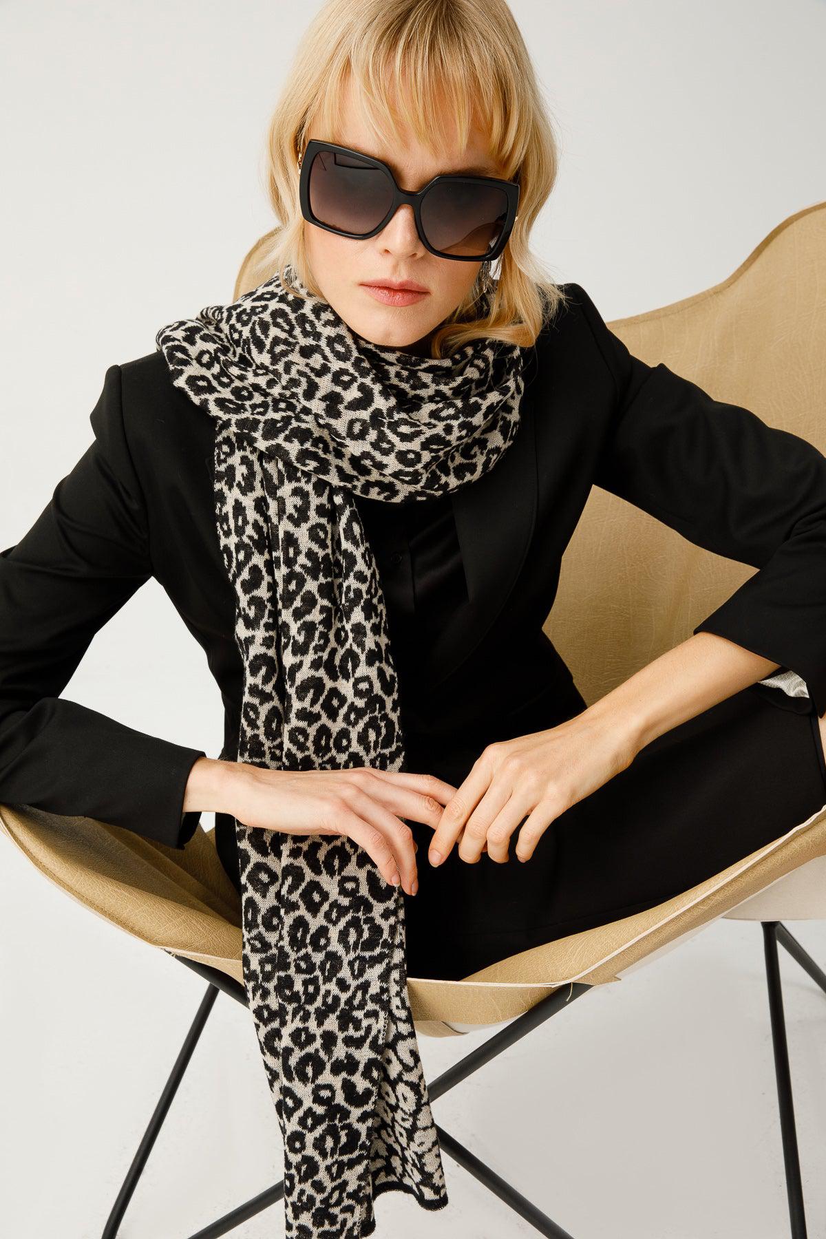LEOPARD ŞAL SİYAH-BEJ