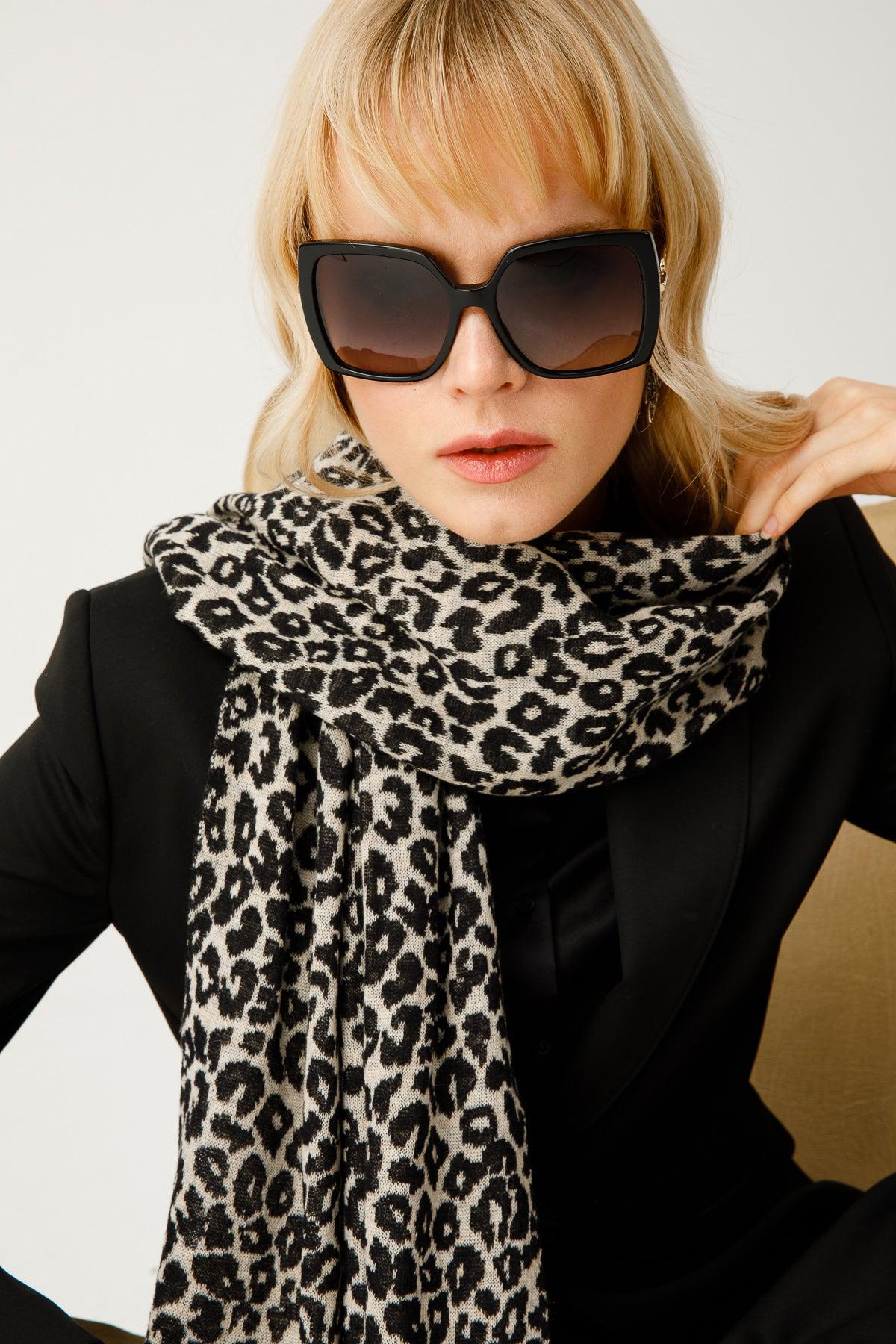 LEOPARD ŞAL SİYAH-BEJ