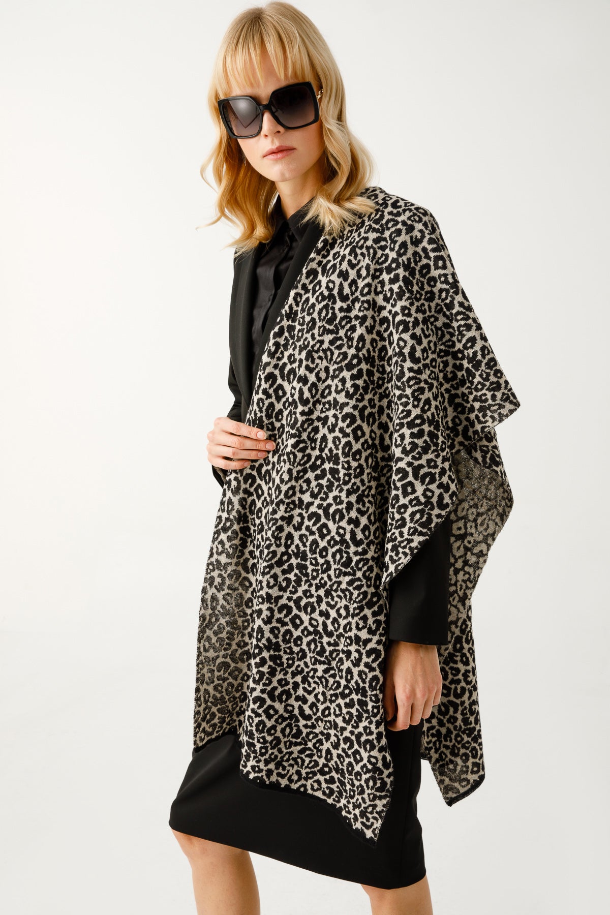 LEOPARD ŞAL SİYAH-BEJ