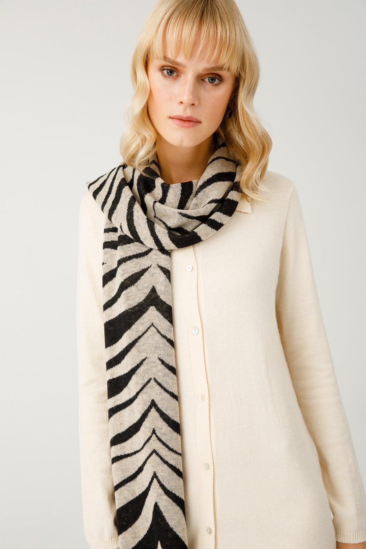 TIJGER SJAAL ZWART-BEIGE
