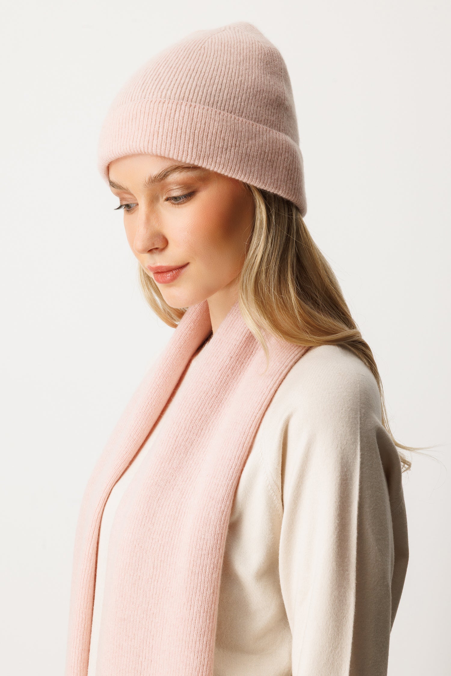 DIANA HOED &amp; SJAAL SET VAN CASHMERE, ROOS