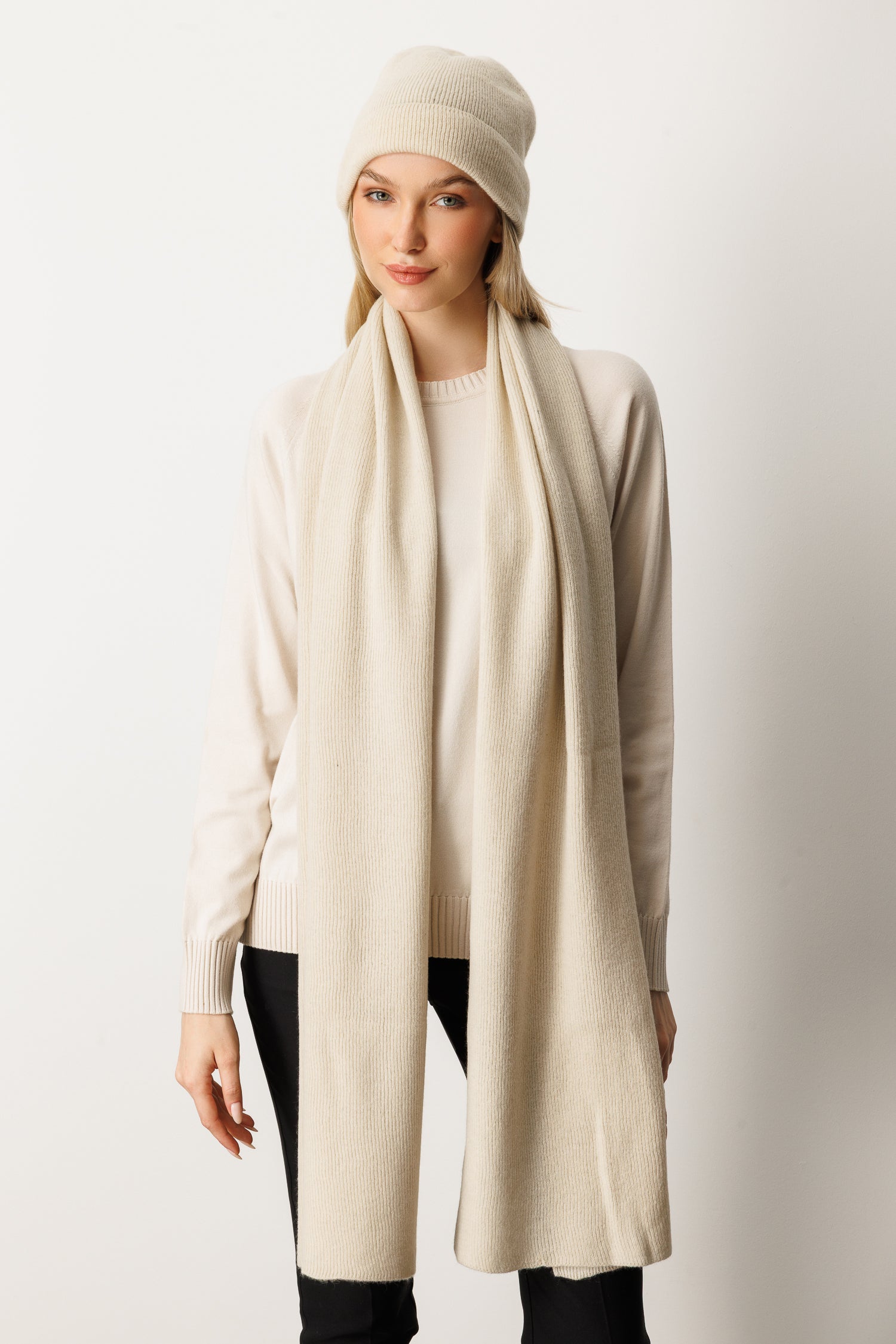 DIANA HOED &amp; SJAAL SET VAN CASHMERE, KLEUR STONE
