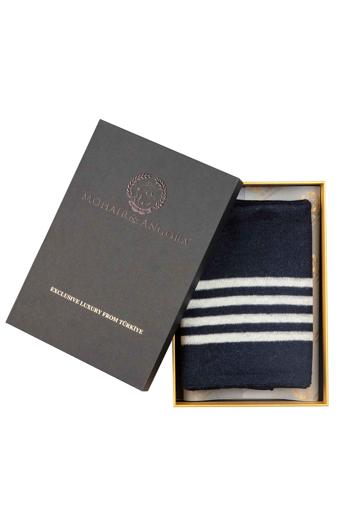 MEN NAVY SCARF NAVY-ECRU