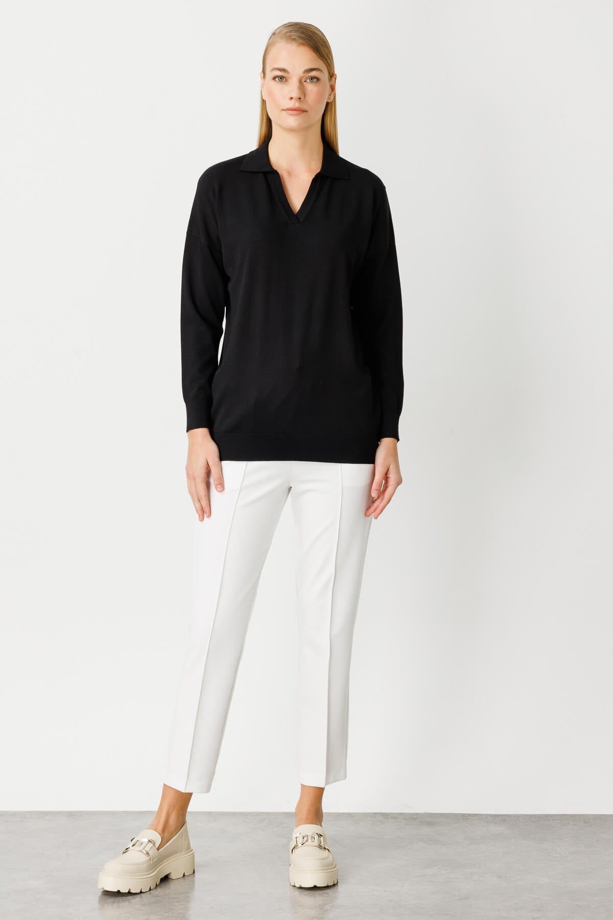 POLO BLOUSE BLACK