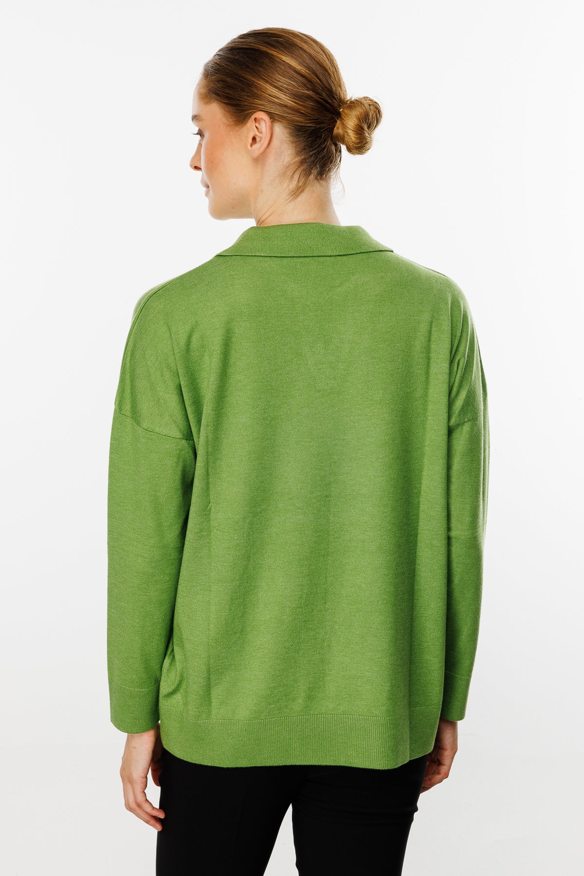 Polo Collar Blouse Light Green