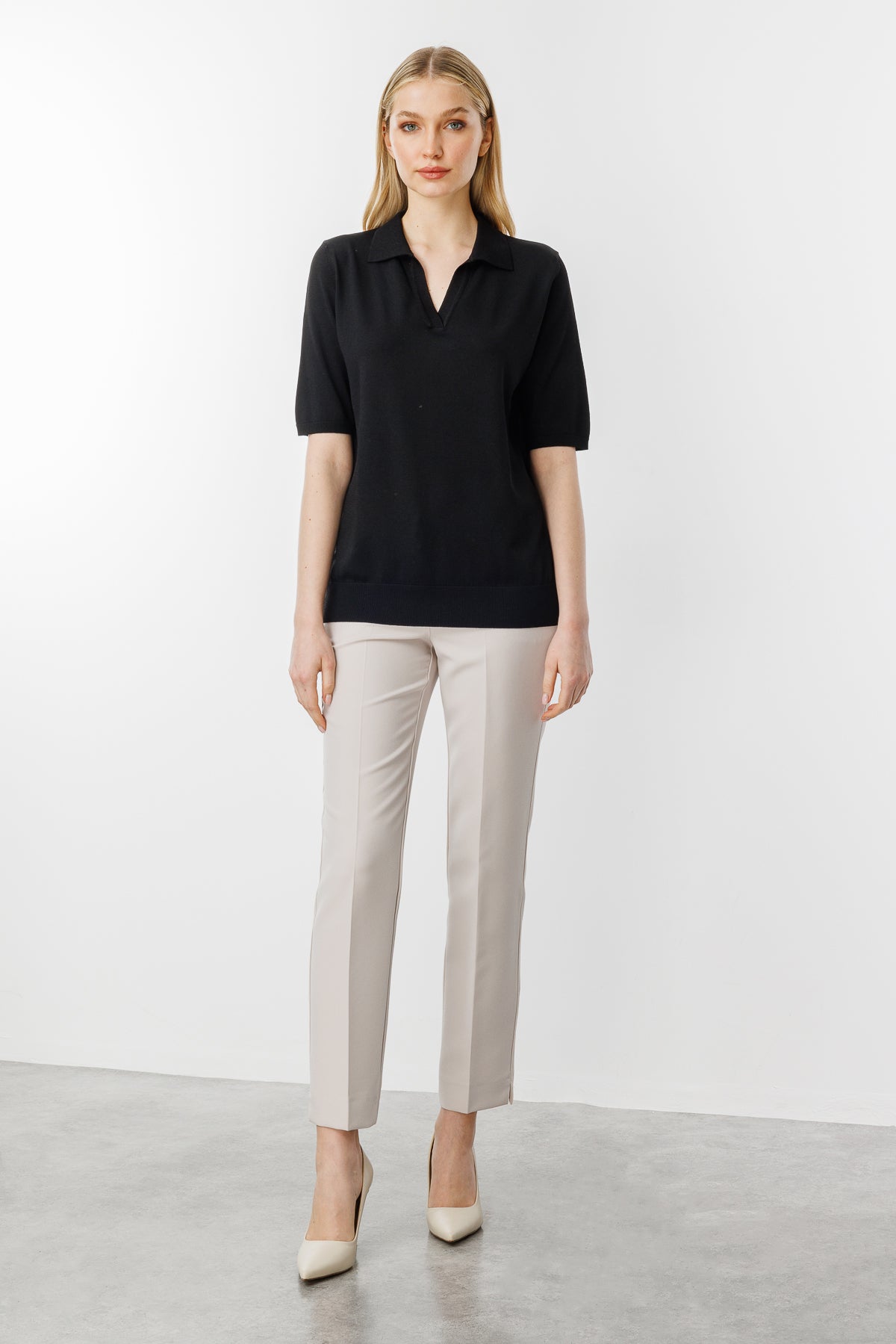 POLO BLOUSE BLACK
