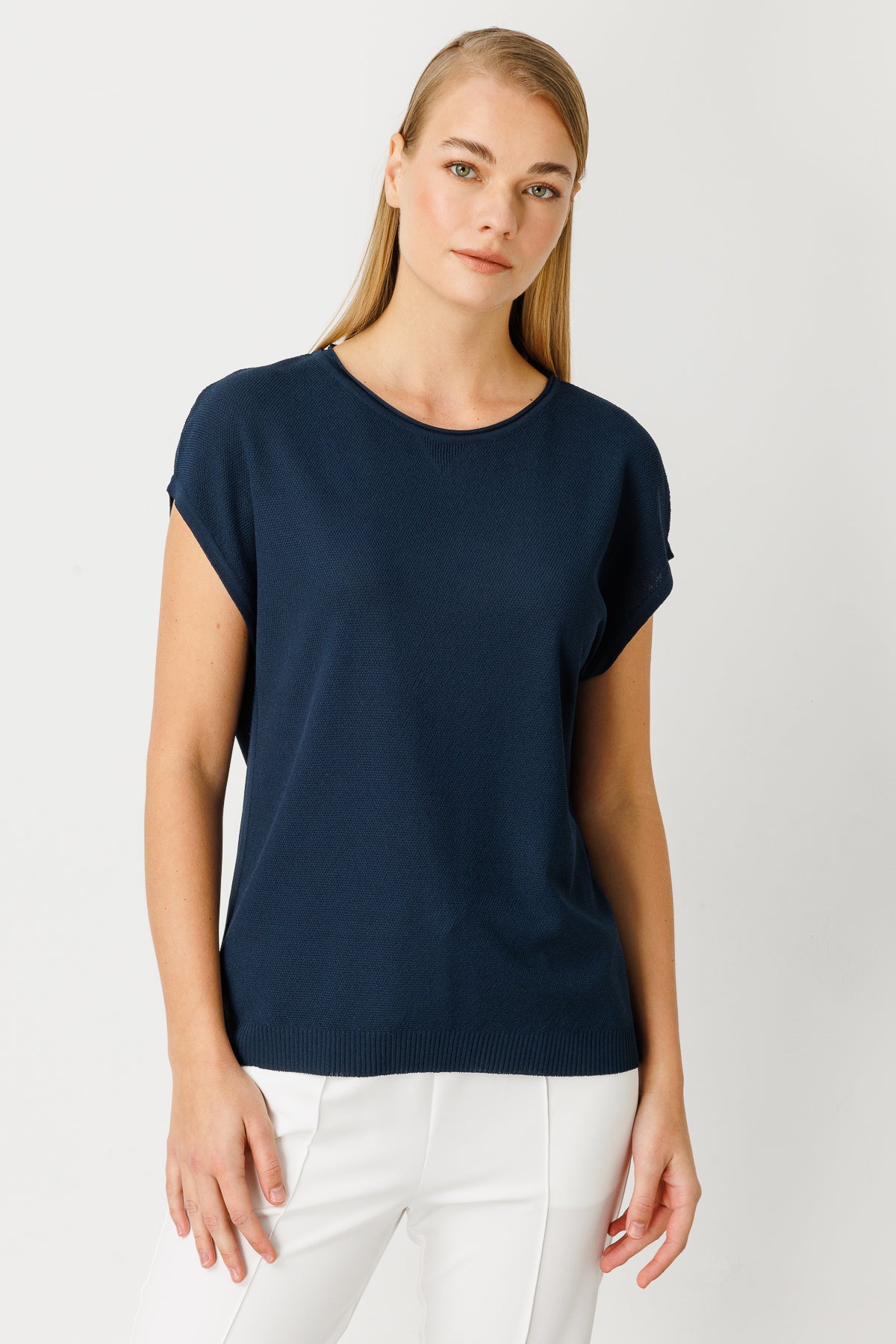 BASIC DIAMANT BLOUSE MARINEBLAUW