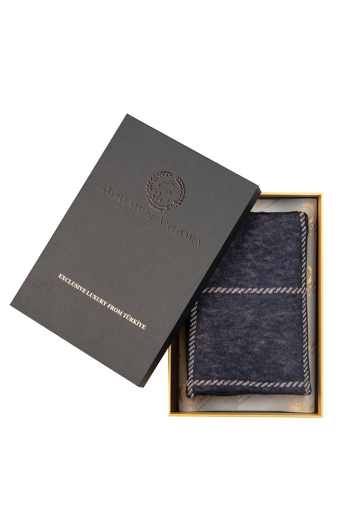 MEN ROMAN CHECK SCARF NAVY-ECRU