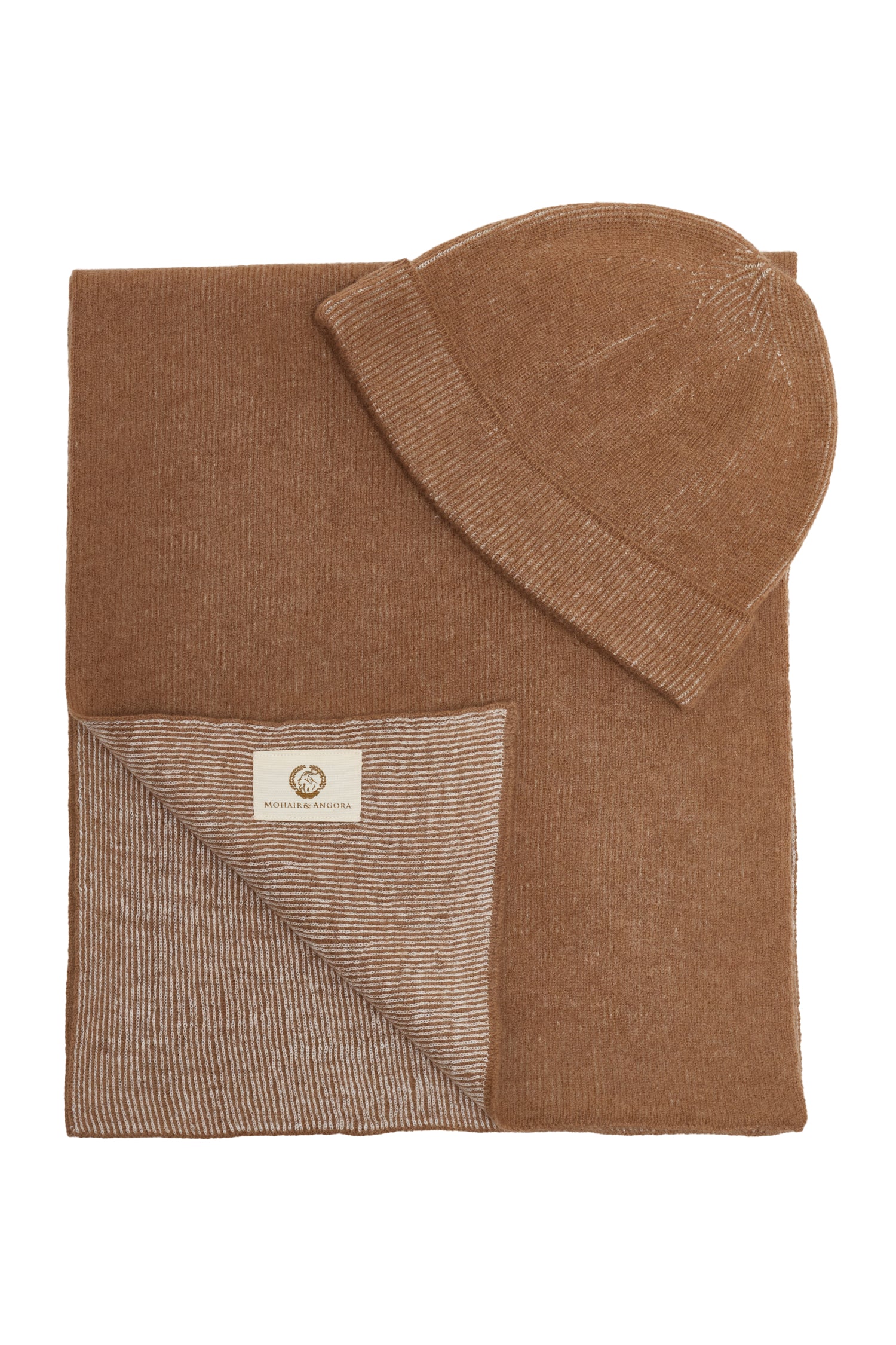 ARTEMIS WOOLEN HOED &amp; SCHOLLENSET, KLEUR KAMEL-ECRU