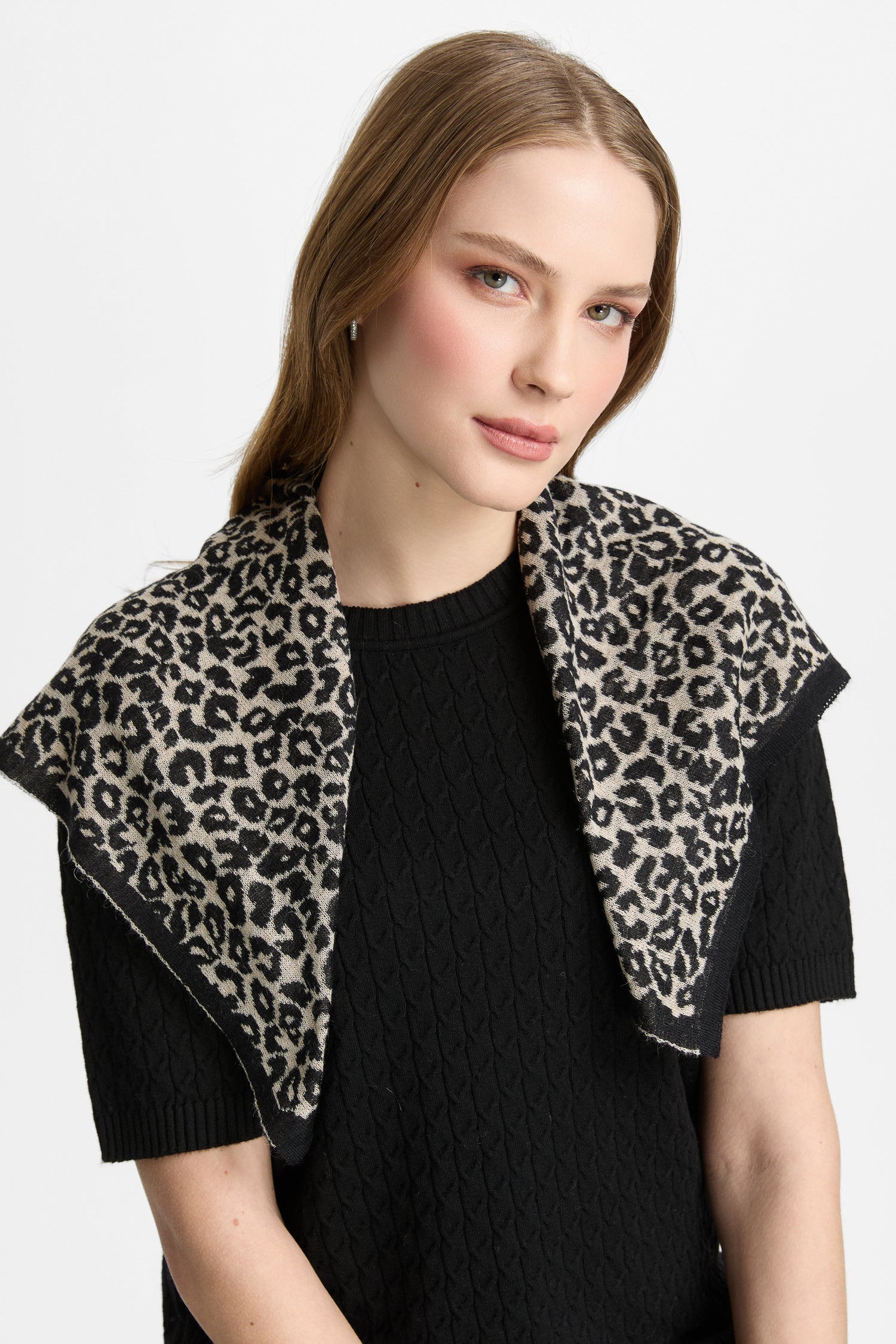 LEOPARD FOULARD BLACK-BEIGE
