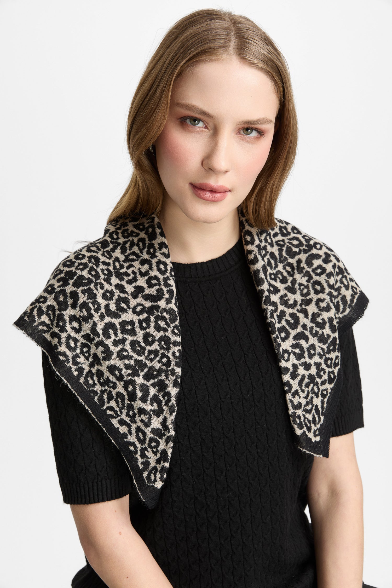 LEOPARD FOULARD BLACK-BEIGE
