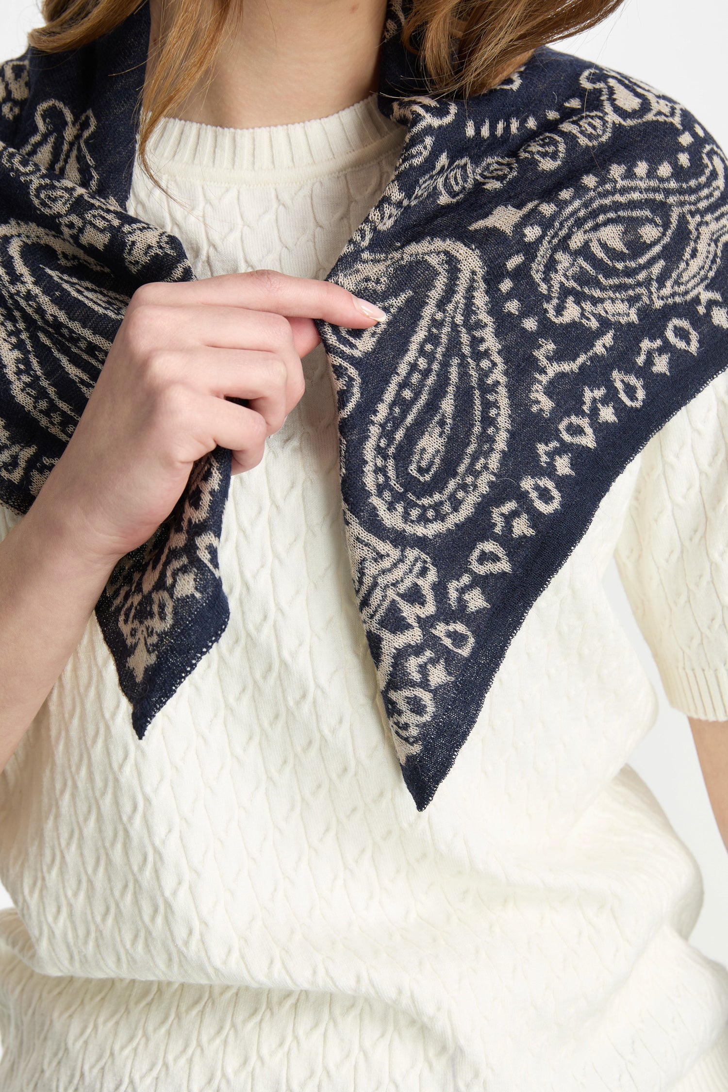 PERA FOULARD NAVY-BEIGE