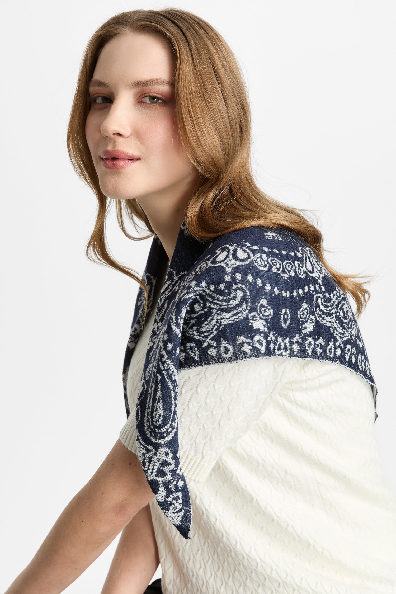 PERA FOULARD NAVY-ECRU