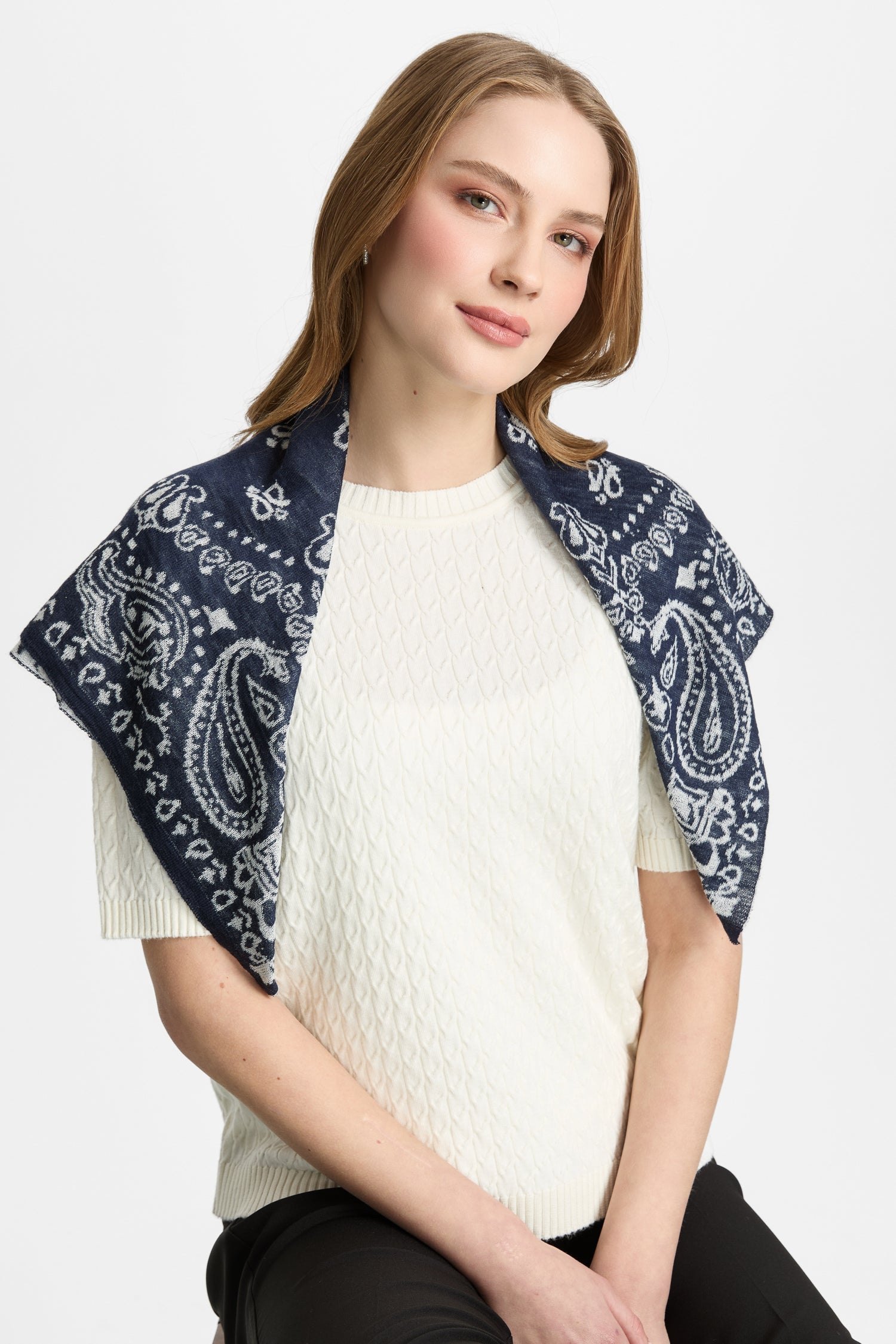 PERA FOULARD NAVY-ECRU