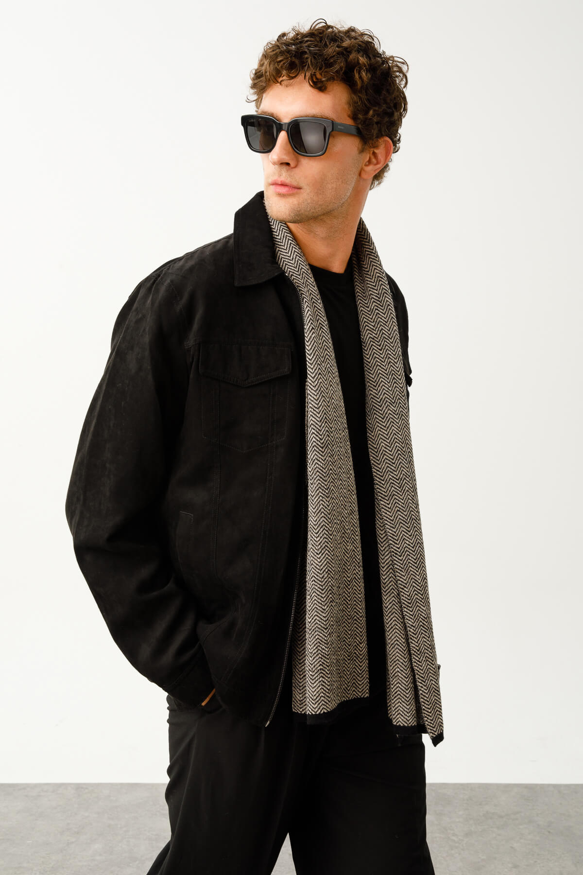 MEN LYDIA SCARF BLACK-BEIGE