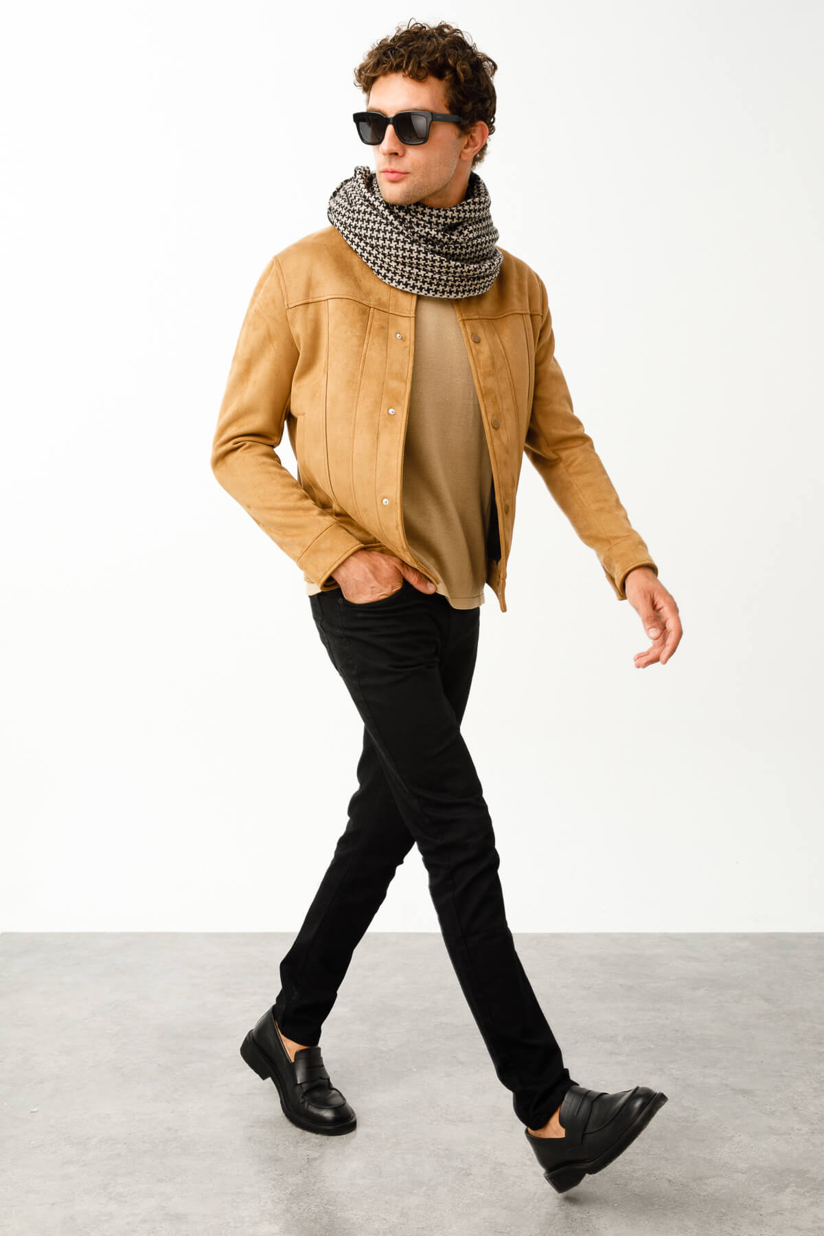 HEREN GORDION SJAAL ZWART-BEIGE