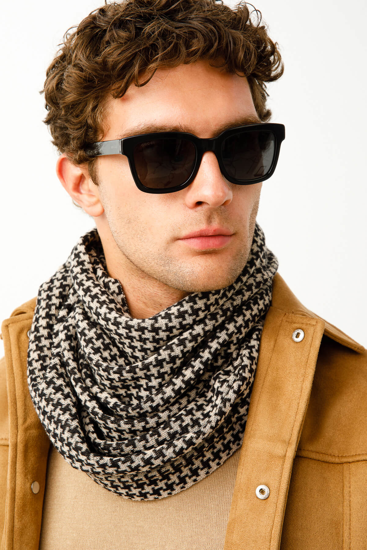 HEREN GORDION SJAAL ZWART-BEIGE