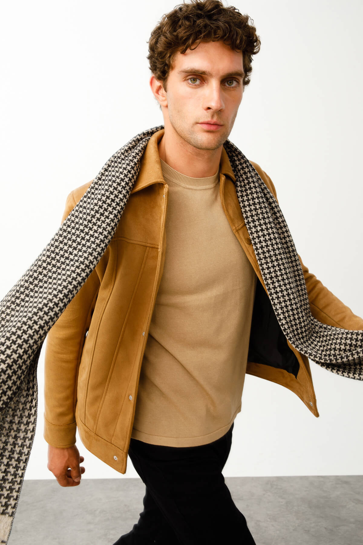 HEREN GORDION SJAAL ZWART-BEIGE