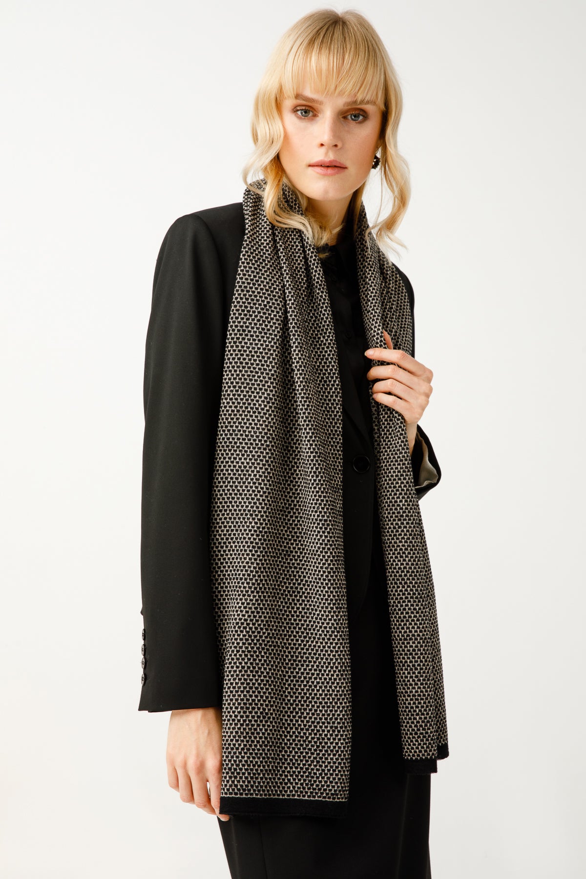 MIDAS SJAAL ZWART-BEIGE