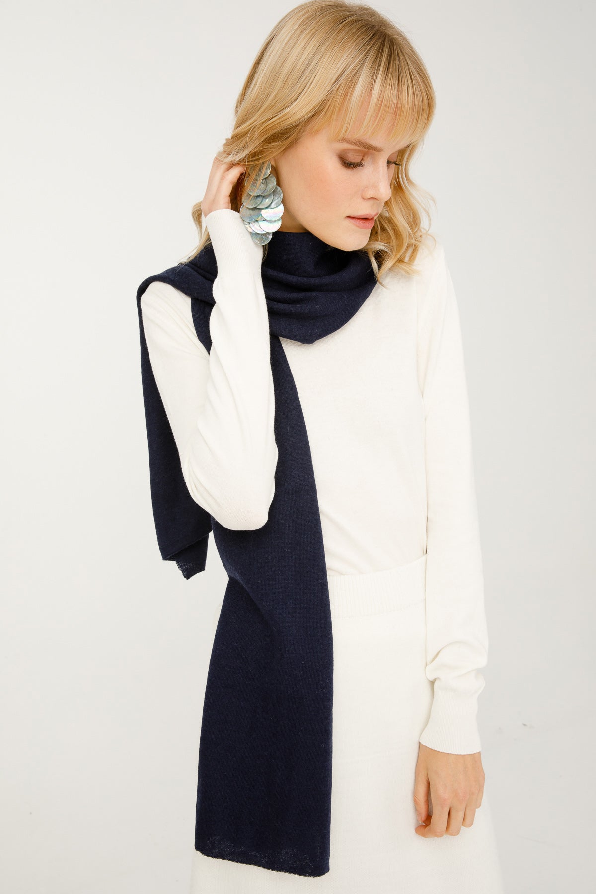 ANGORA SJAAL MARINEBLAUW